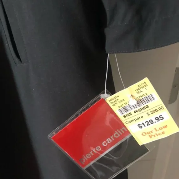 Men's  Black Pierre Cardin Trench Coat - Picture 3 of 5